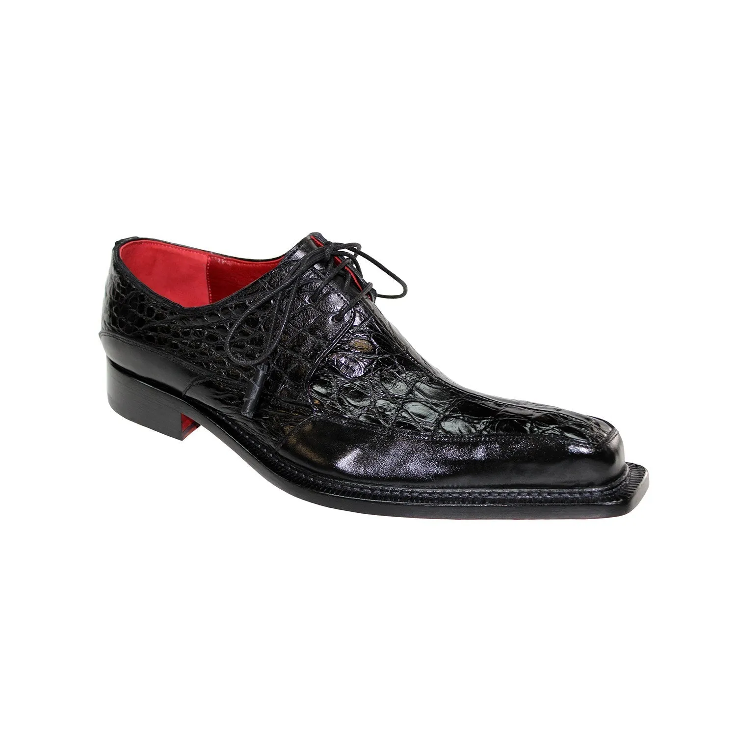 Fennix Frank Men's Shoes Black Calf Leather/Alligator Exotic Oxfords (FX1018)