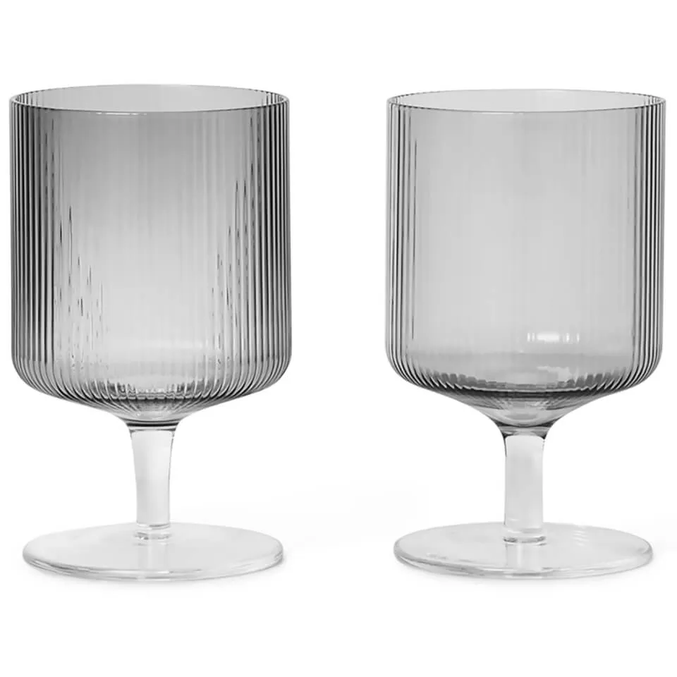 Ferm Living Ripple Wine Glasses - Clear (Set of 2) | Coggles