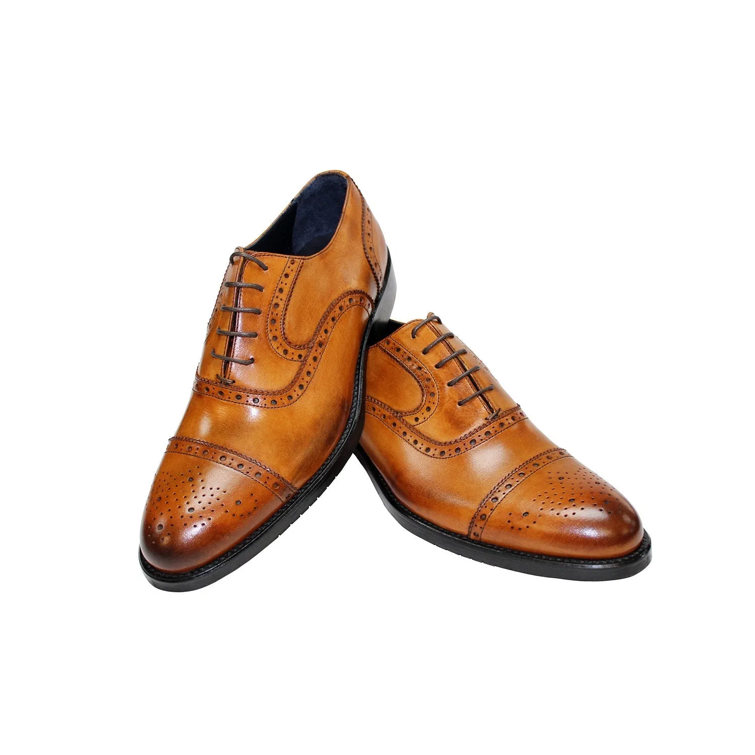 Firmani Paul Men's Shoes Cognac Calf-Skin Leather Oxfords (FIR1014)