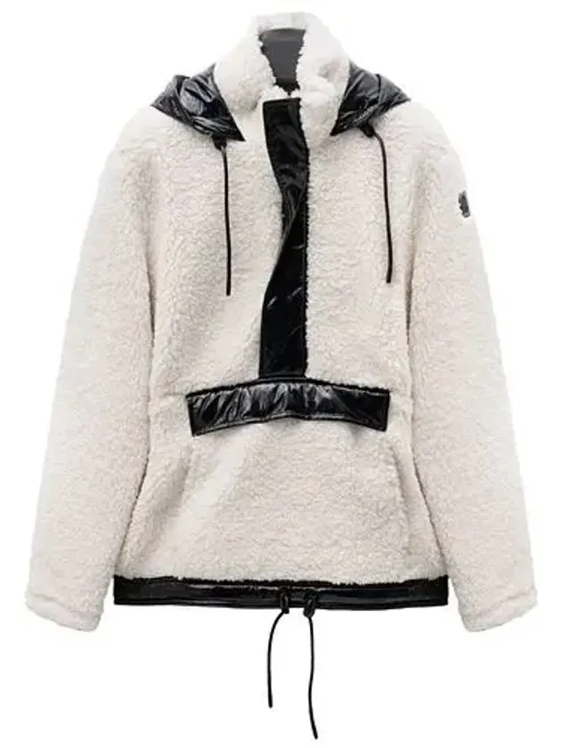 Fleece Shearling Anorak Hoodie Ivory