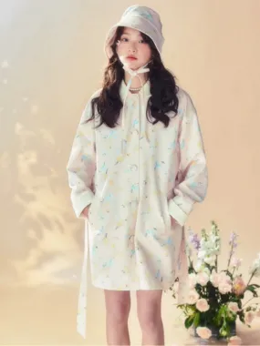 Flower Hoodie Retro Cute Sweet Middle Trench-Coat