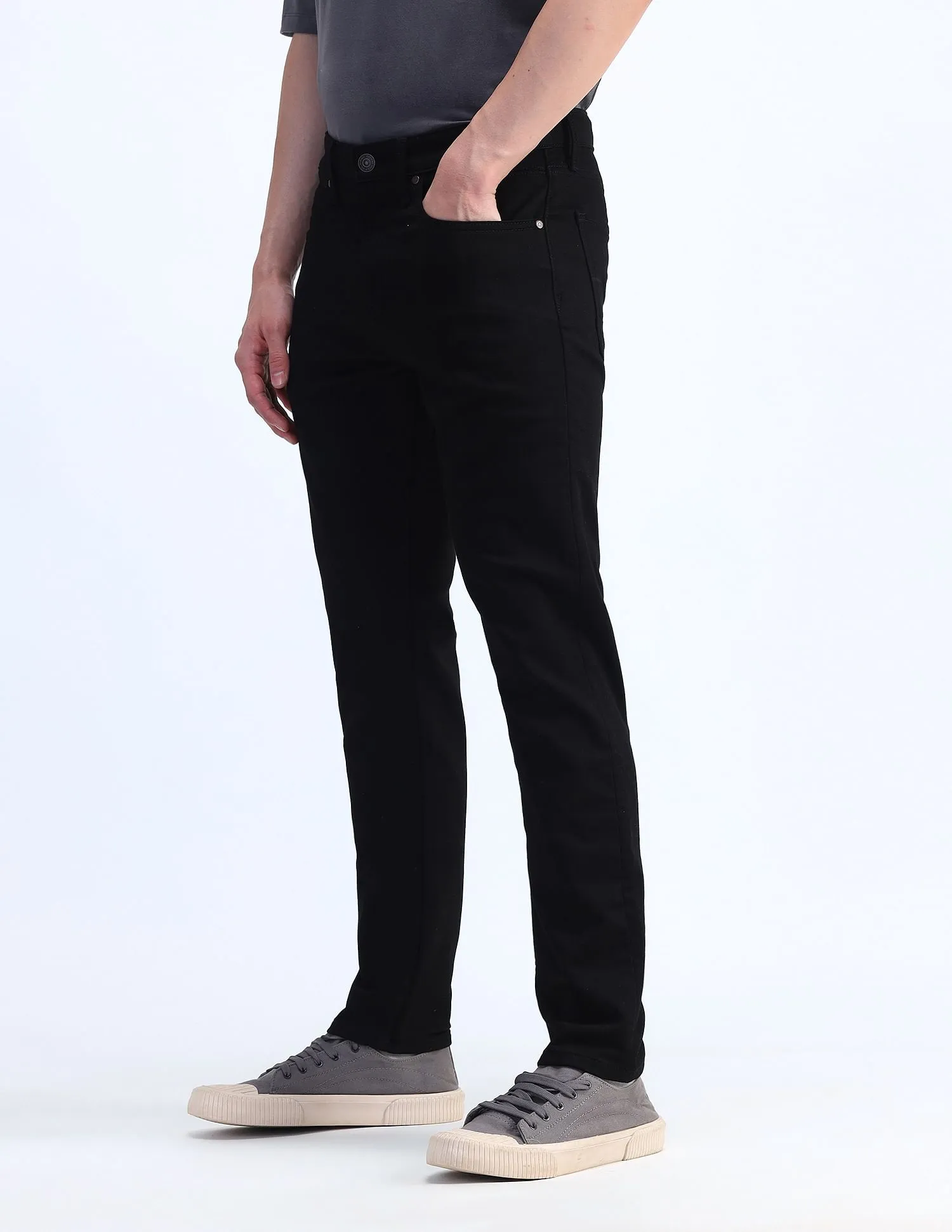 Flying Machine Mid Rise Slash Slim Tapered Fit Jeans