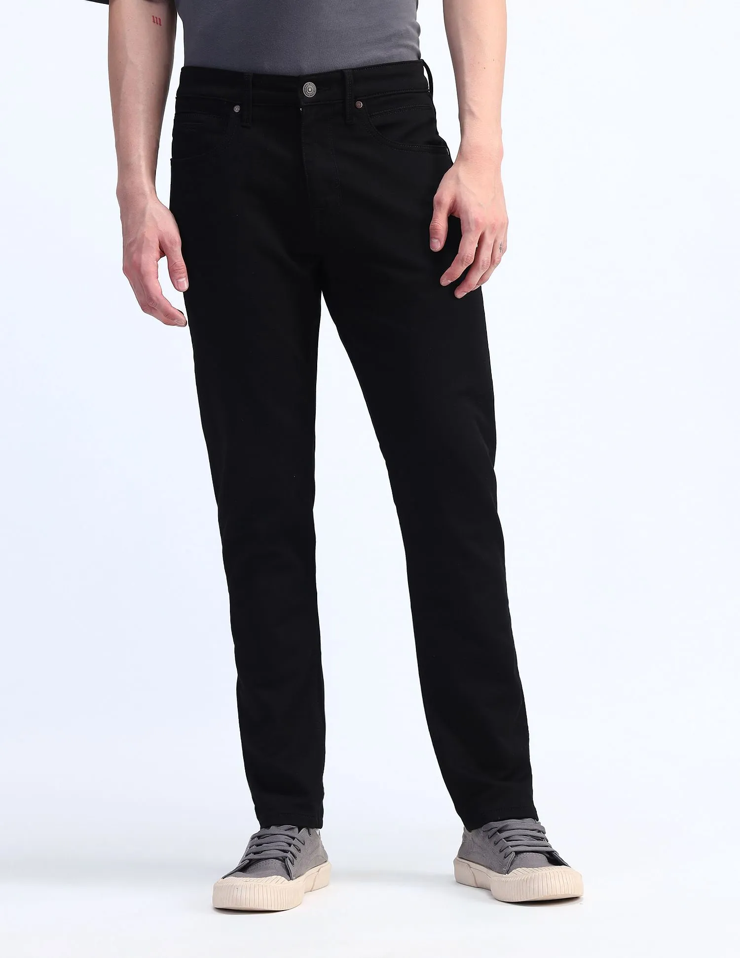 Flying Machine Mid Rise Slash Slim Tapered Fit Jeans