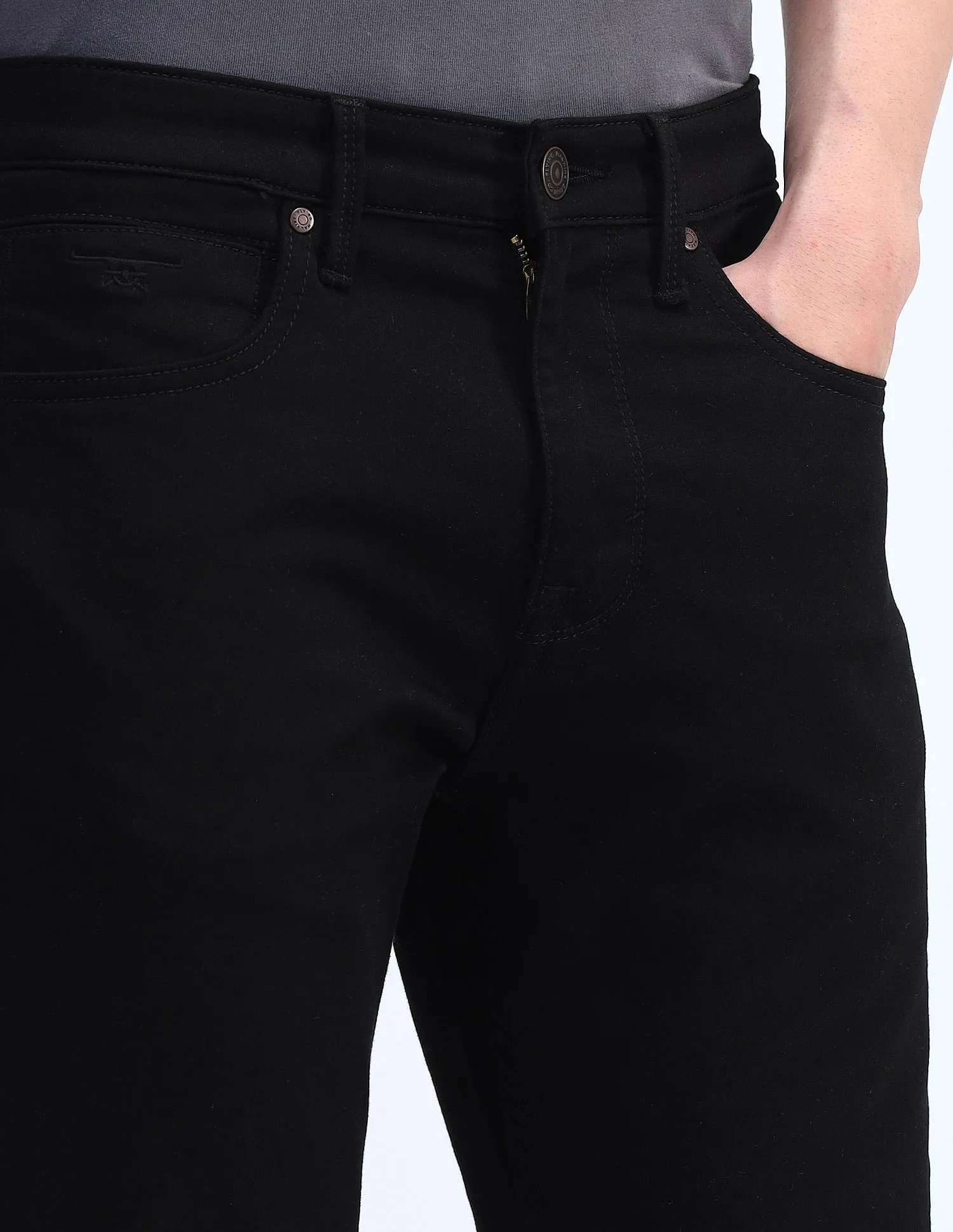 Flying Machine Mid Rise Slash Slim Tapered Fit Jeans