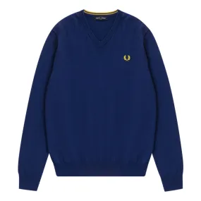 Fred Perry V Neck K7600 471 Navy Blue Jumper