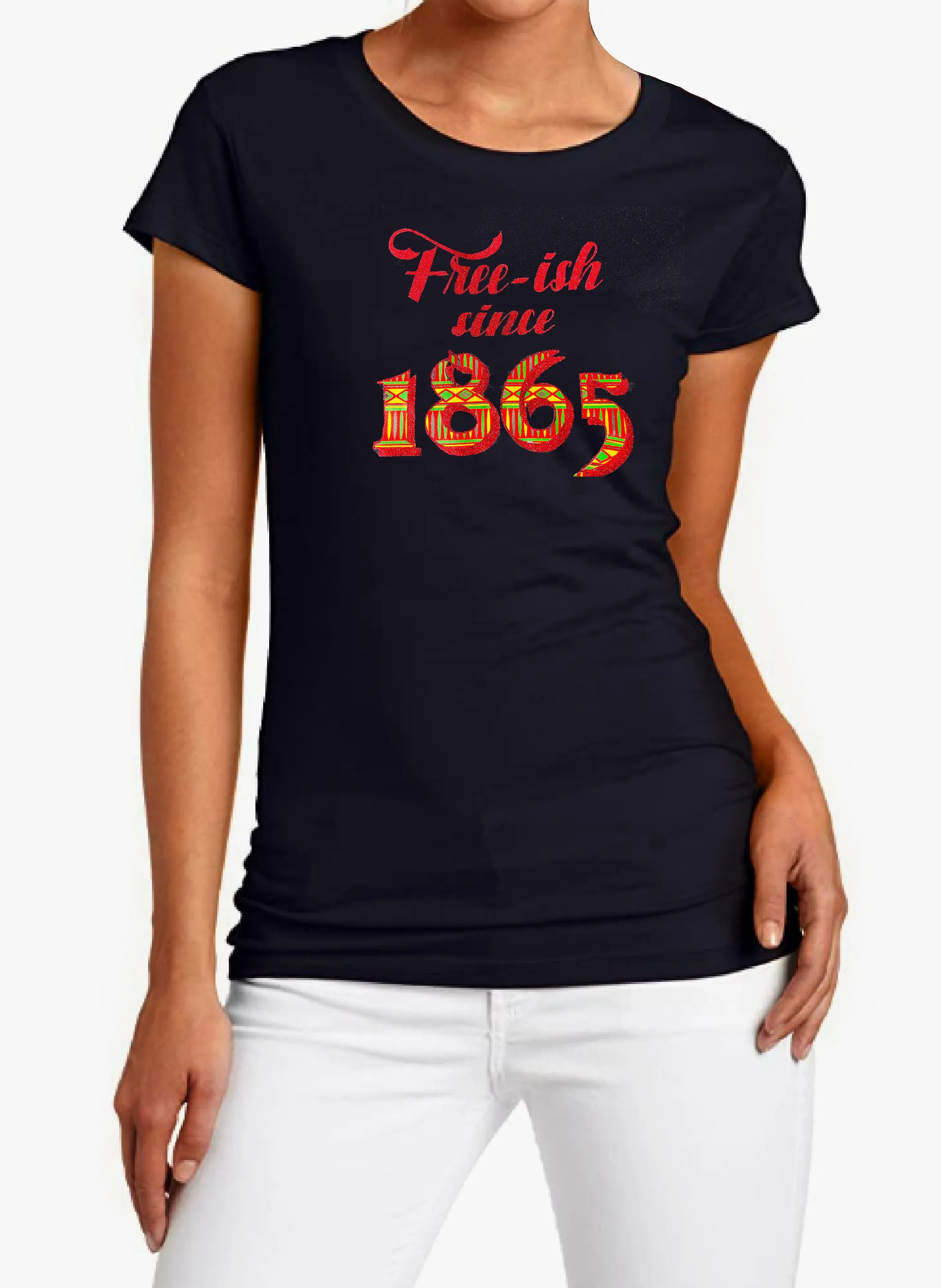 Free-ish Since 1865 Glitter Kente Design T-Shirt