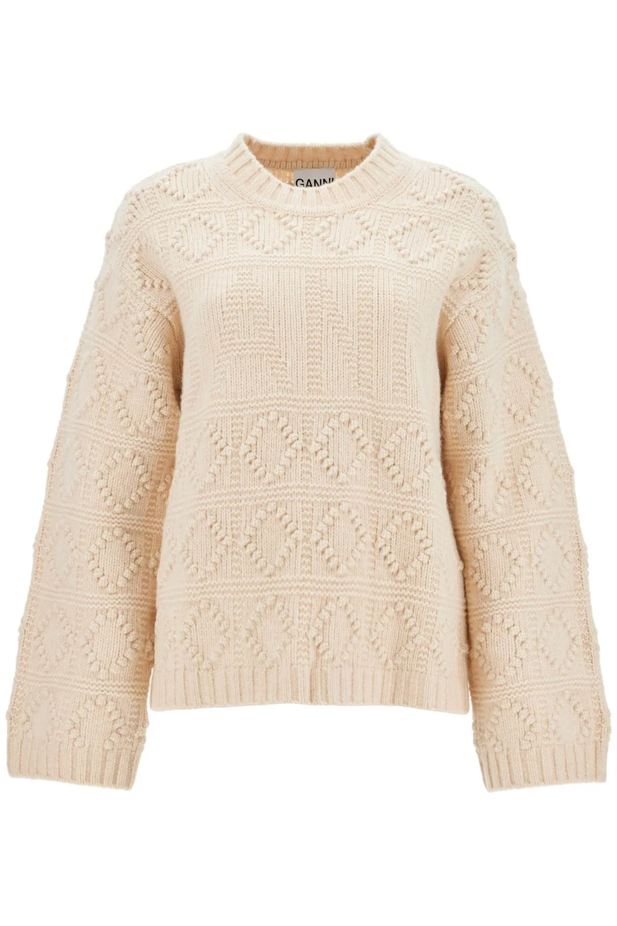 Ganni Wool And Cotton Blend Pullover   White