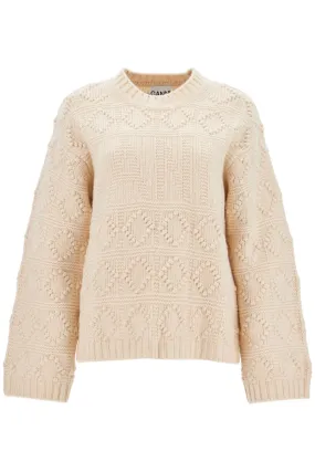 Ganni Wool And Cotton Blend Pullover   White