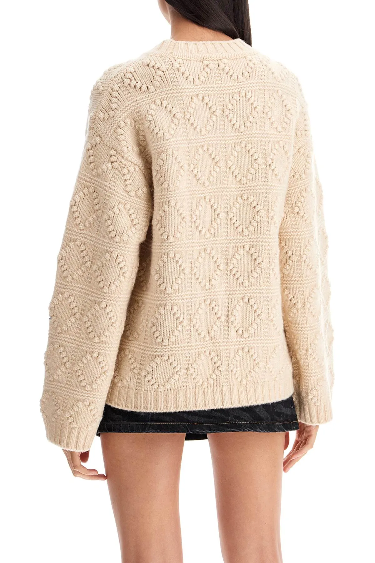 Ganni Wool And Cotton Blend Pullover   White