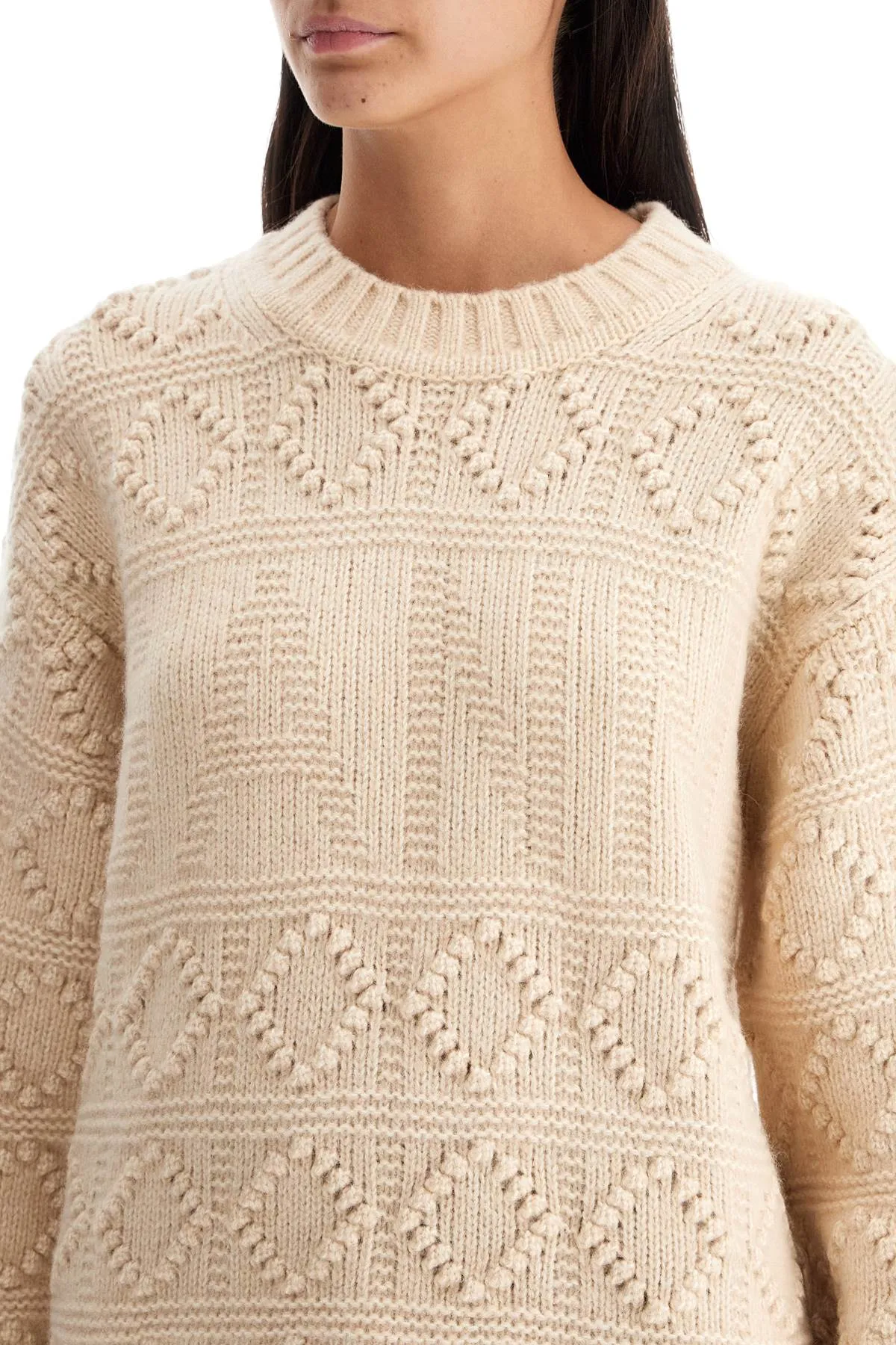 Ganni Wool And Cotton Blend Pullover   White