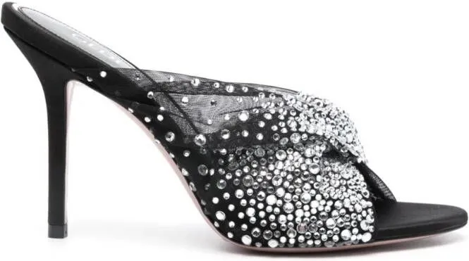 Gedebe Mariel 100mm crystal-embellished sandals Black