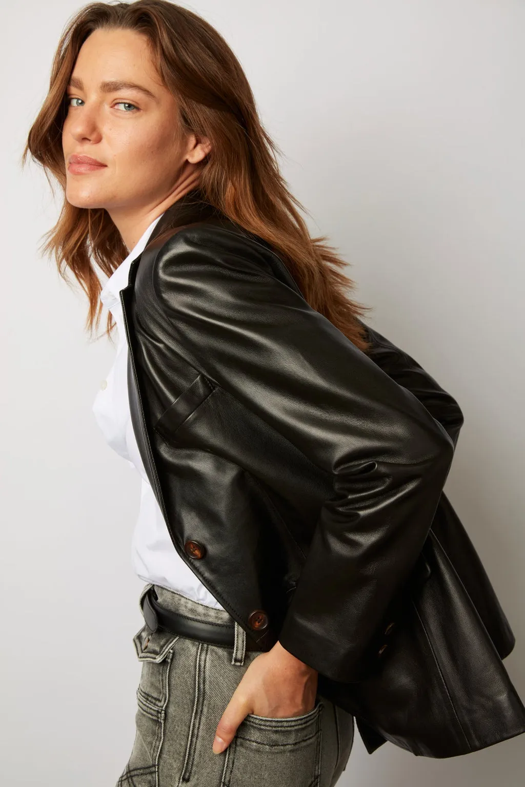 Gerard Darel NAHELLE LEATHER SUIT JACKET