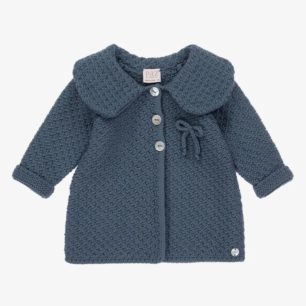 Girls Blue Knitted Coat