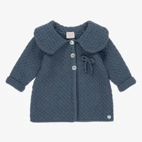 Girls Blue Knitted Coat