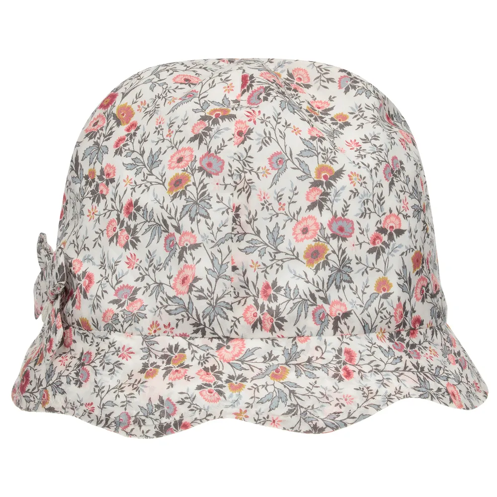 Girls Floral Cotton Sun Hat