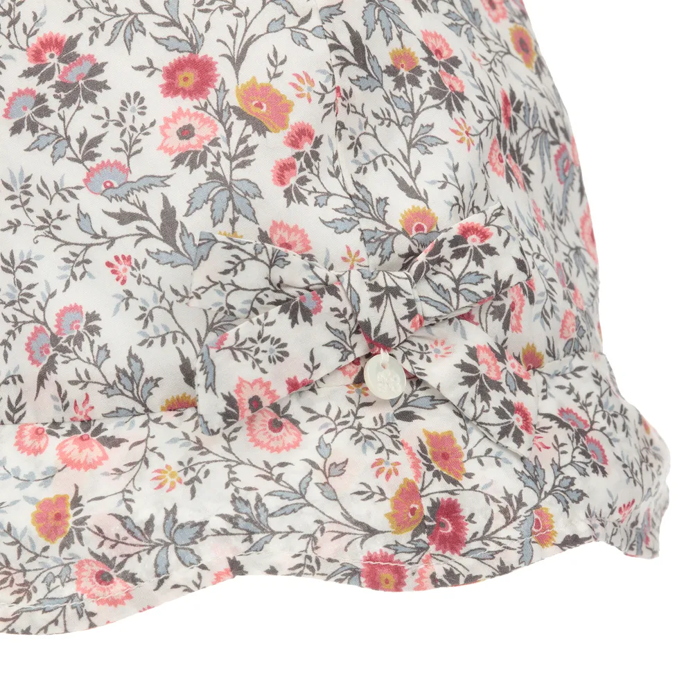 Girls Floral Cotton Sun Hat