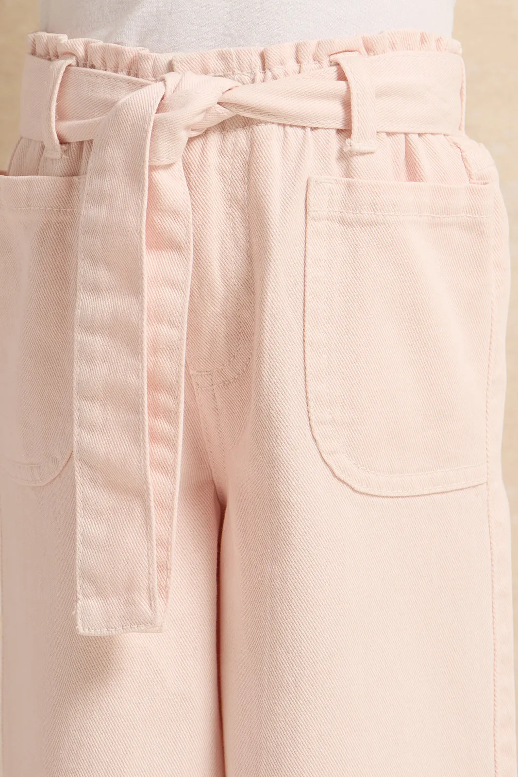 Girls Pink Wide Leg Jeans