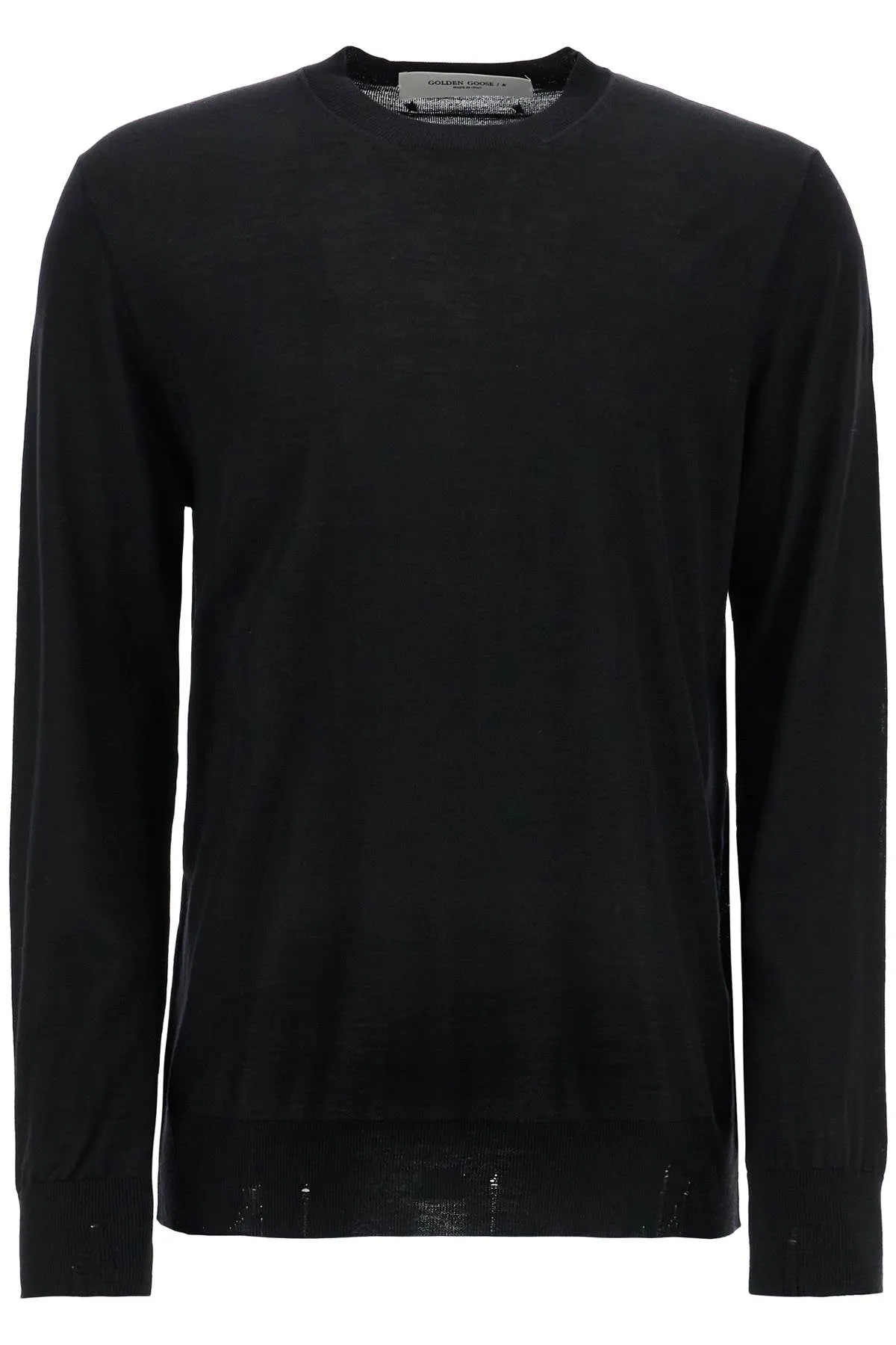 Golden Goose Men's Black Merino Wool Crew Neck Sweater