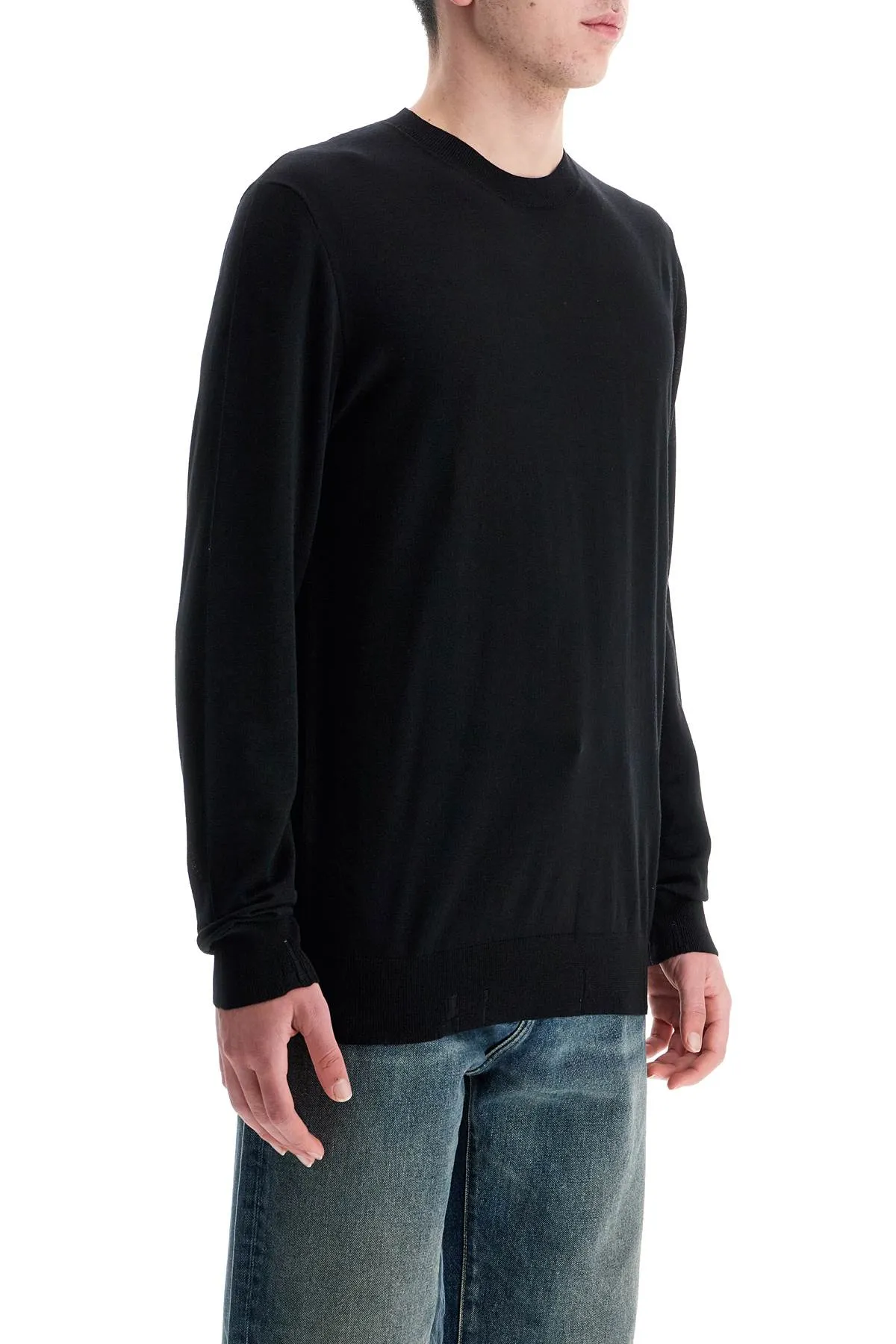 Golden Goose Men's Black Merino Wool Crew Neck Sweater