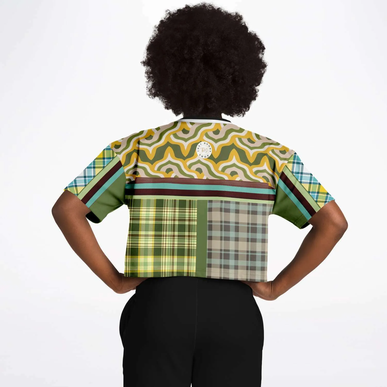 Green Caravan Plaid Crop Jersey