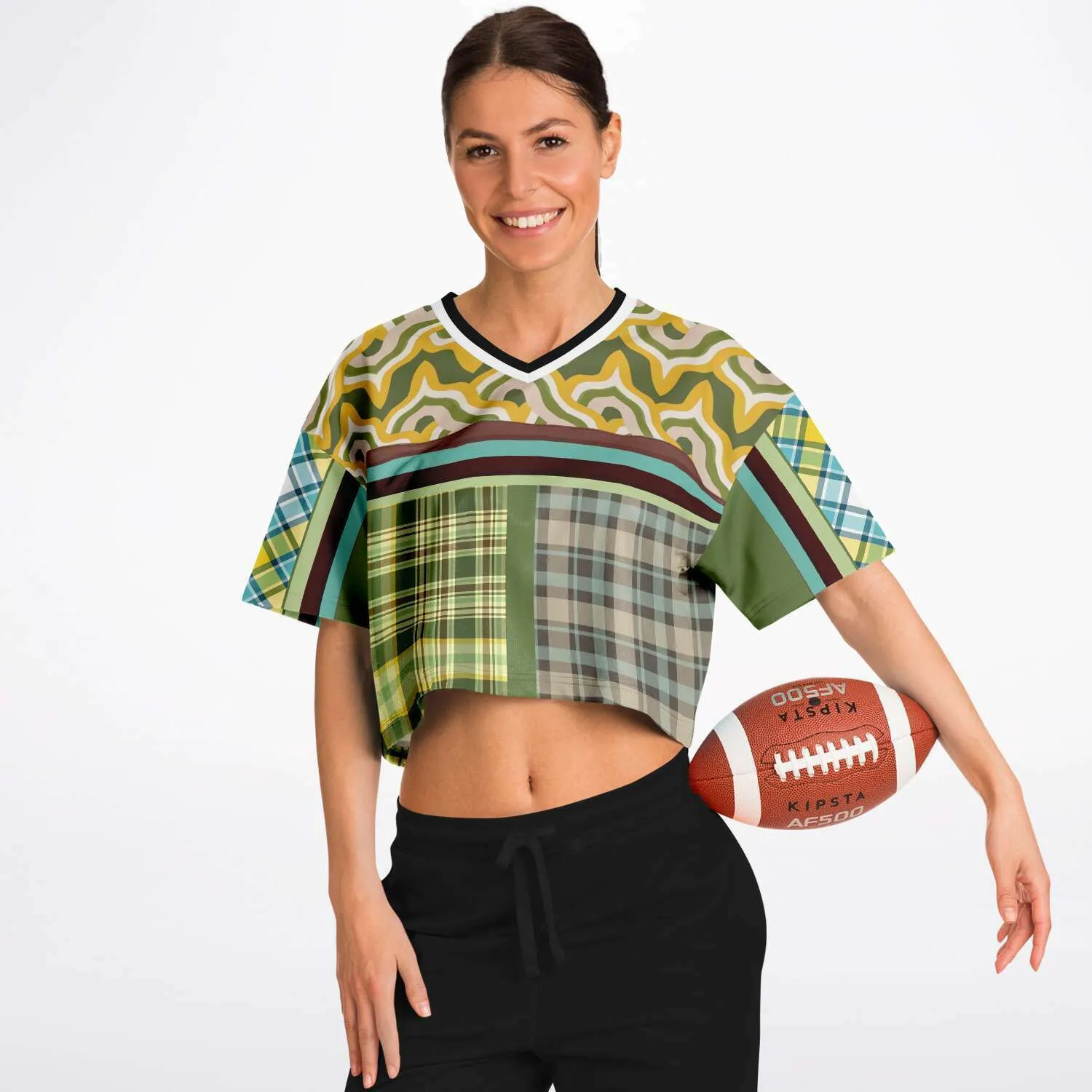 Green Caravan Plaid Crop Jersey