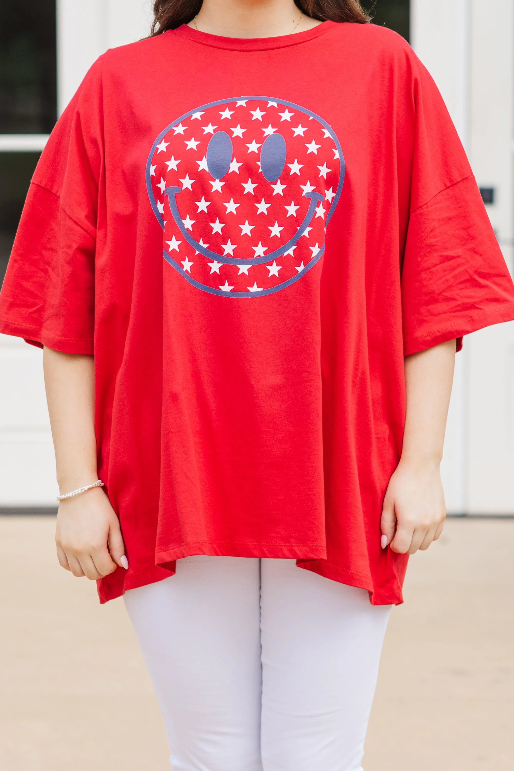 Happy In The USA Tee Boyfriend Tee, Red