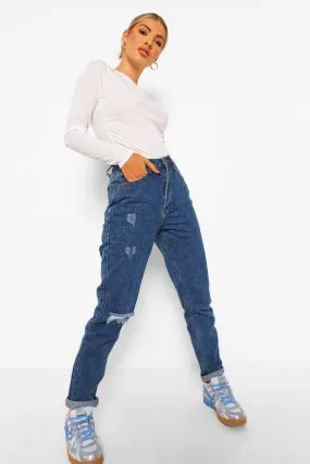 High Waist Mid Wash Mom Jeans