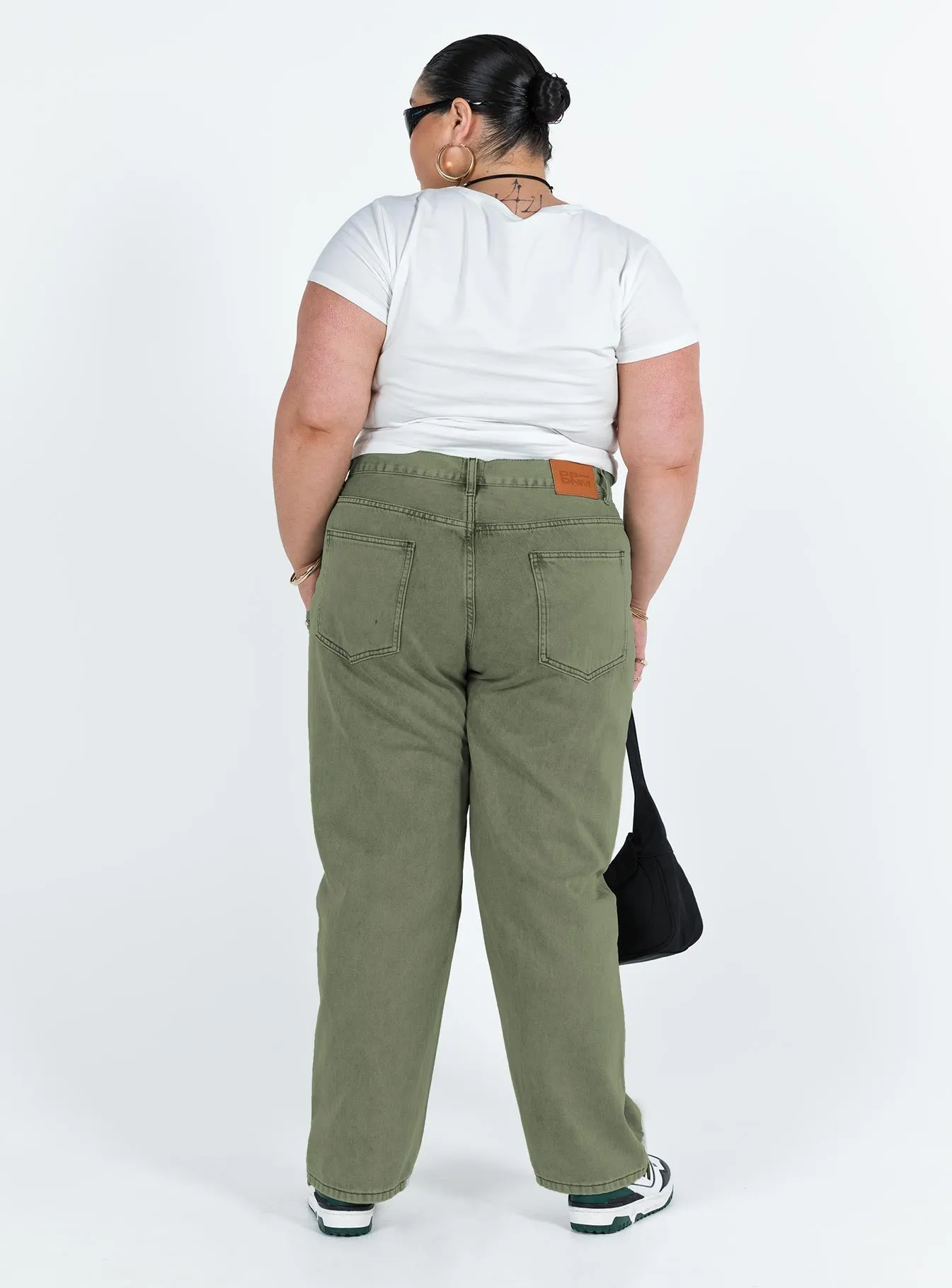 Holly Asymmetric Straight Leg Jean Green Denim Curve