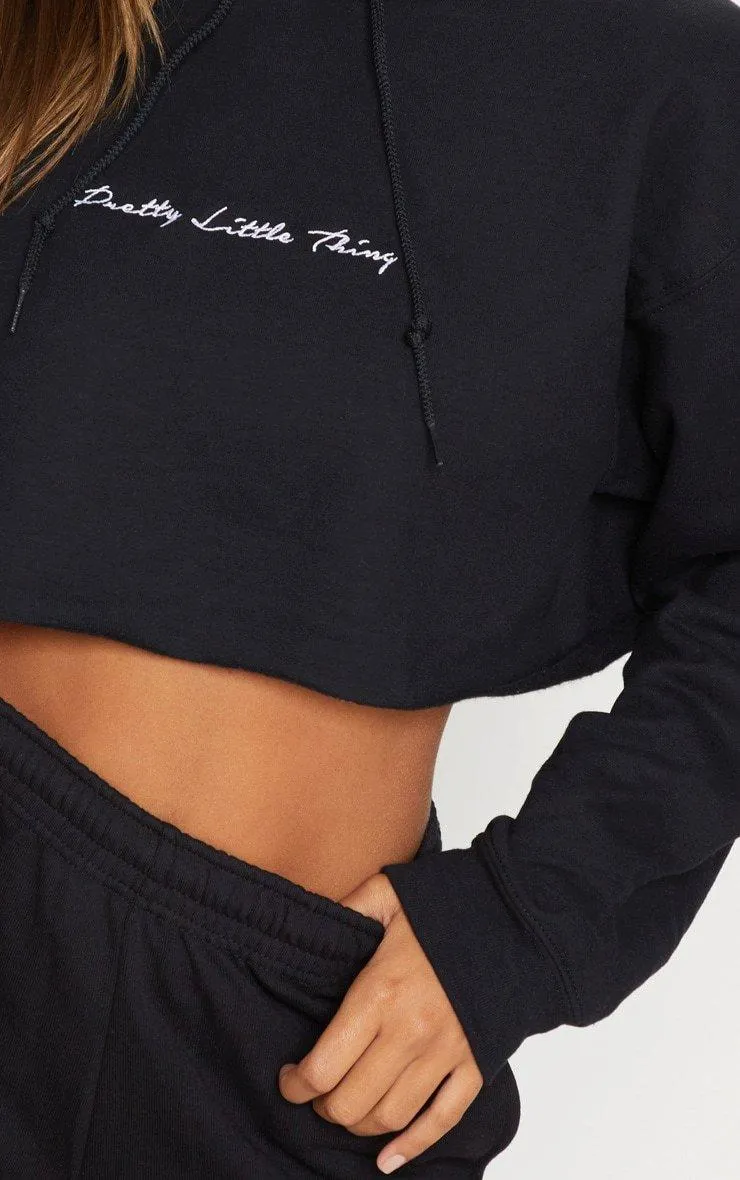 Hoodies & Sweatshirts | Black Oversized Cropped Hoodie | PrettyLittleThing