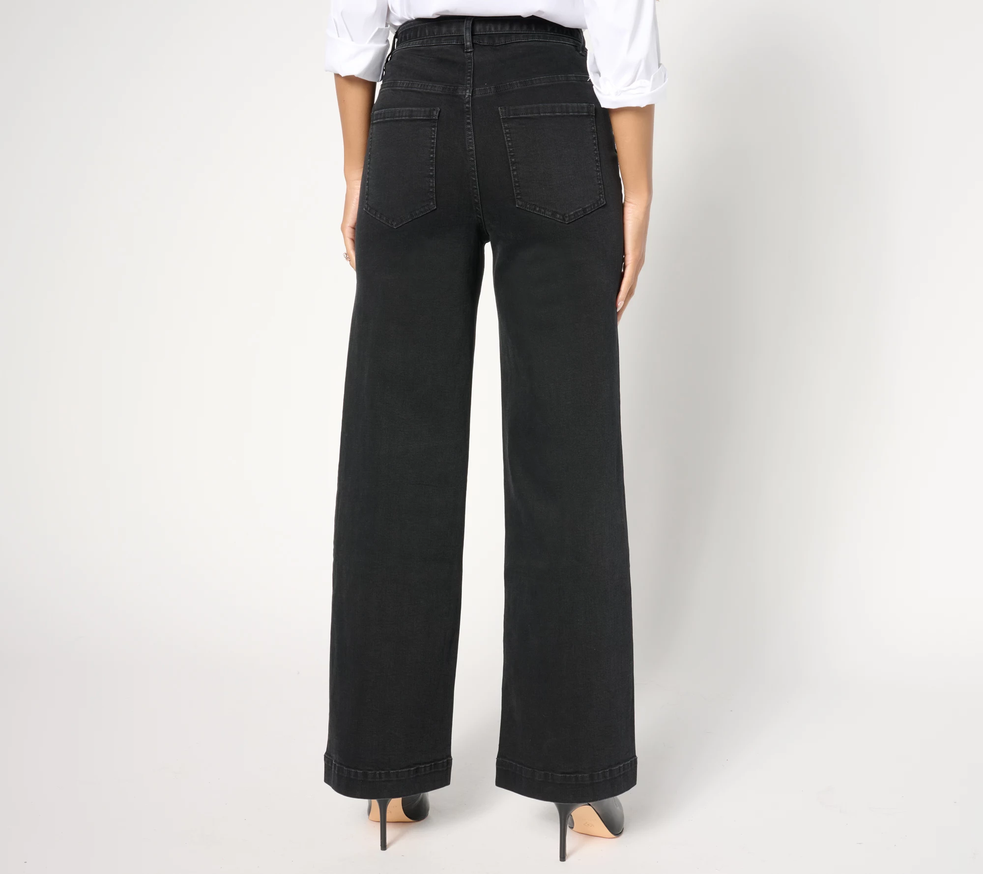 Isaac Mizrahi Live! Regular True Denim Black Trouser Jeans