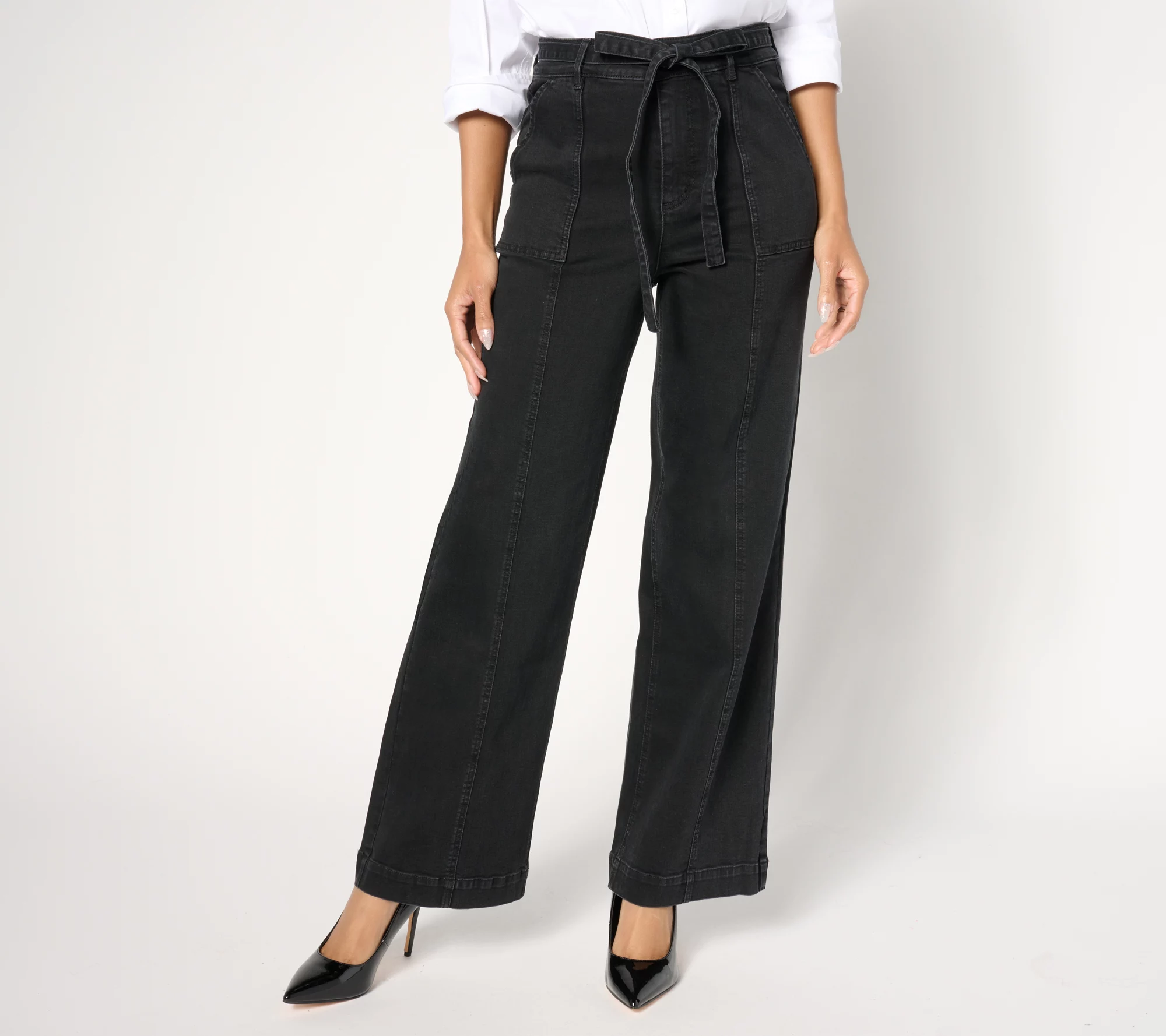 Isaac Mizrahi Live! Regular True Denim Black Trouser Jeans