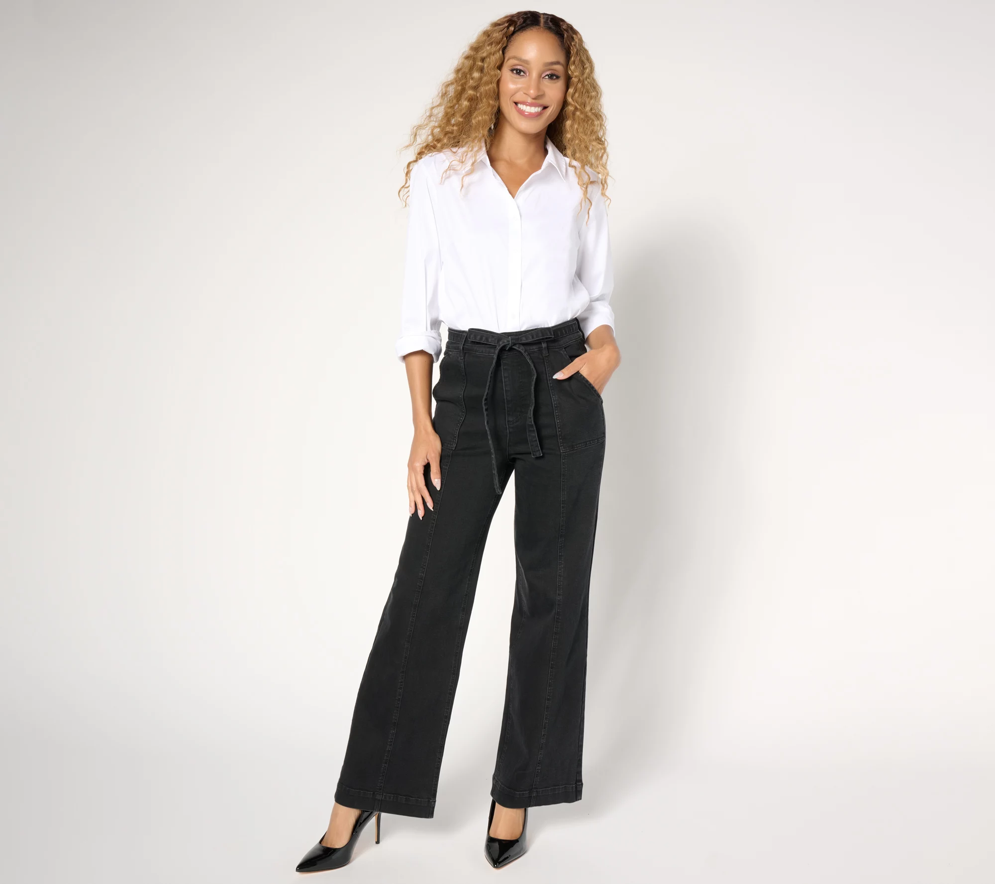 Isaac Mizrahi Live! Regular True Denim Black Trouser Jeans