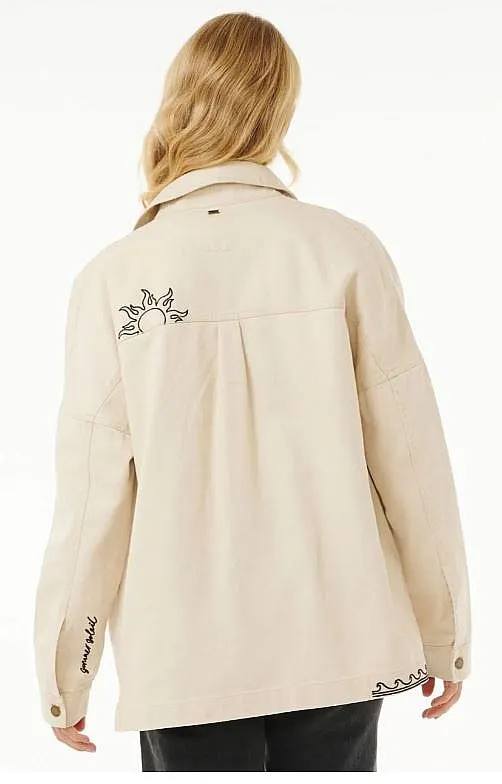 jacket Rip Curl Soleil Embroidered Denim - Off White - women´s