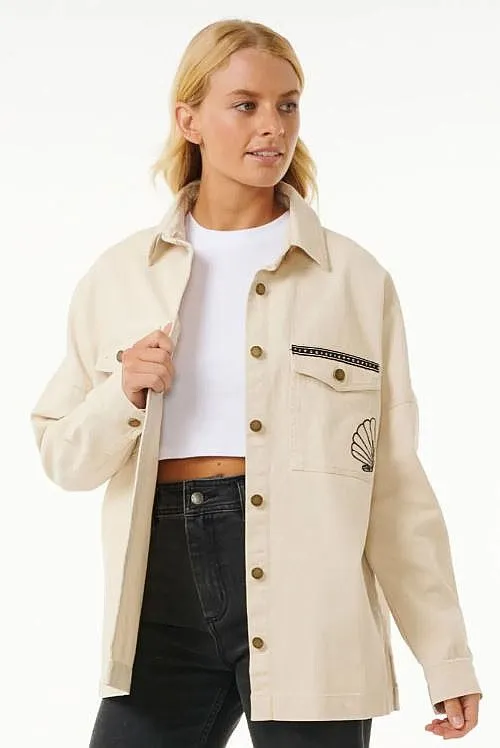 jacket Rip Curl Soleil Embroidered Denim - Off White - women´s