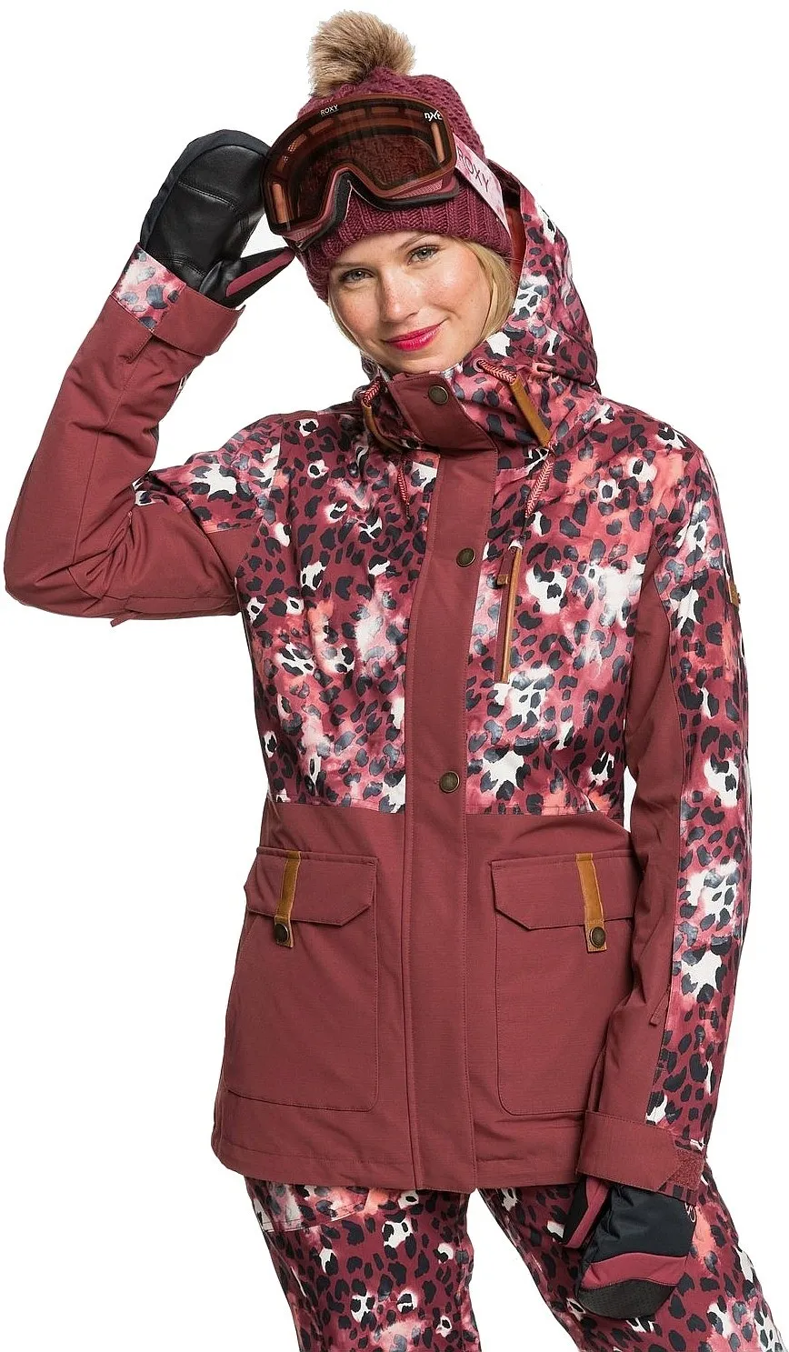 jacket Roxy Andie - RRE1/Oxblood Red Leopold - women´s