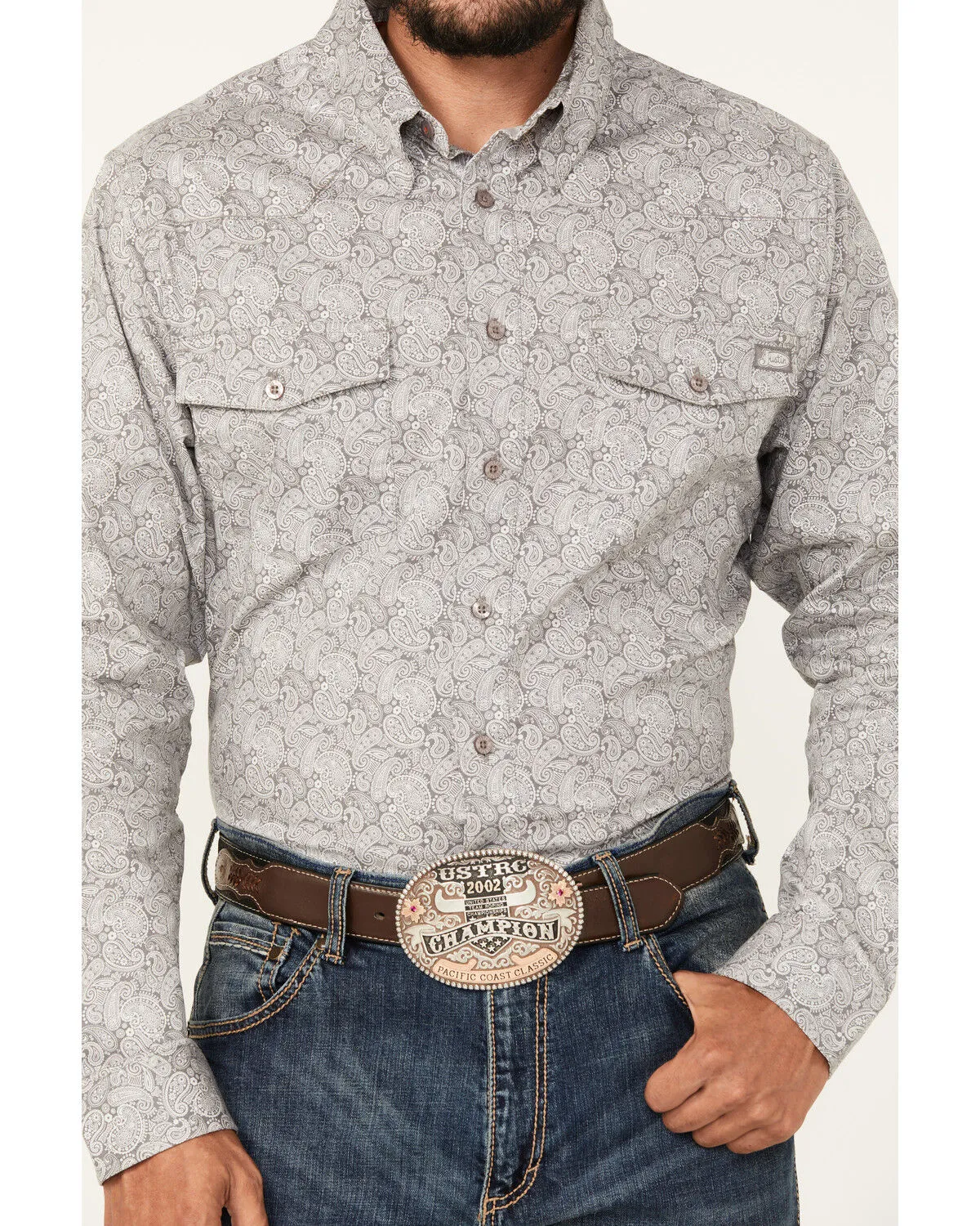 Justin Men's Boot Barn Exclusive Paisley Print Long Sleeve Button-Down Stretch Western Shirt