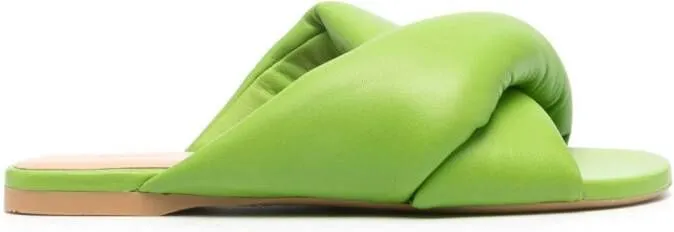 JW Anderson leather flat sandals Green