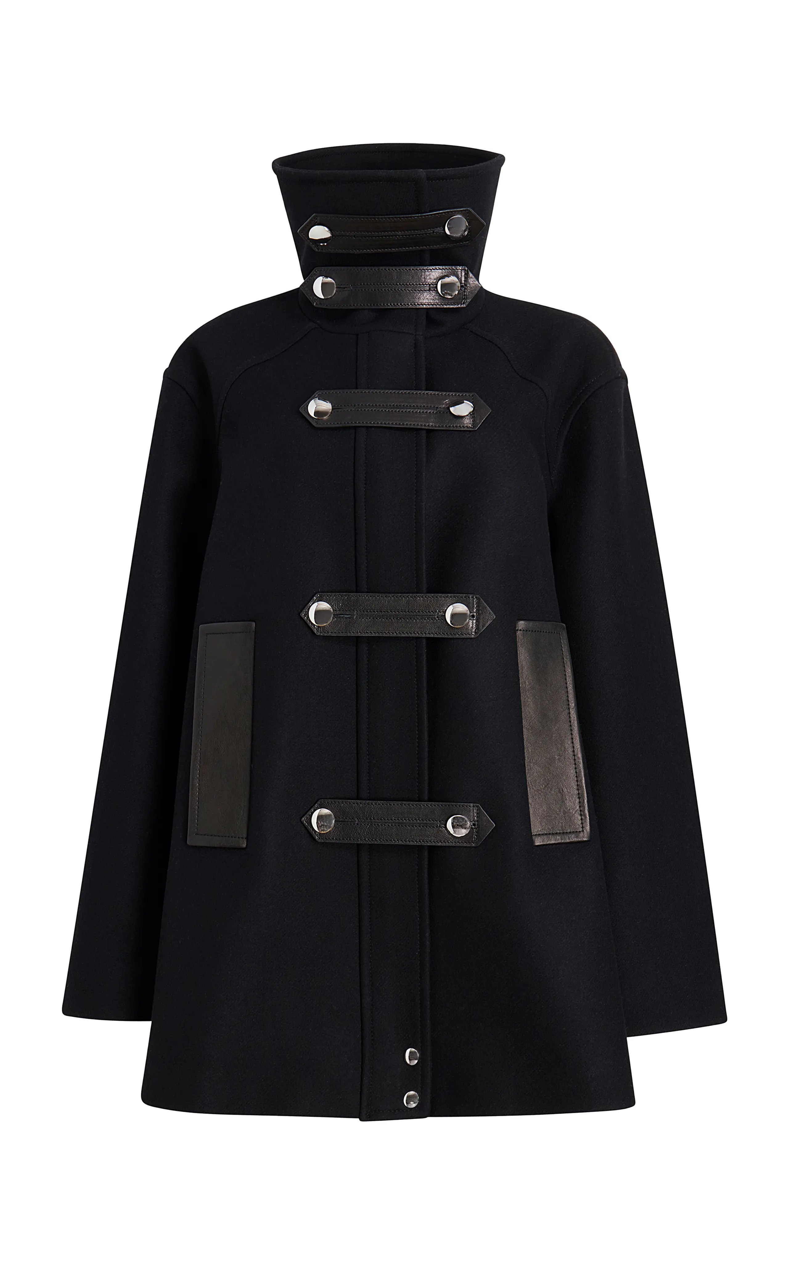 Khaite Melbo Leather-Trimmed Wool Coat