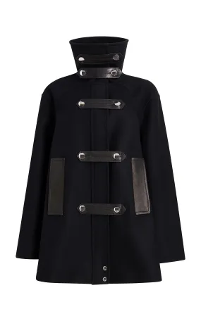 Khaite Melbo Leather-Trimmed Wool Coat