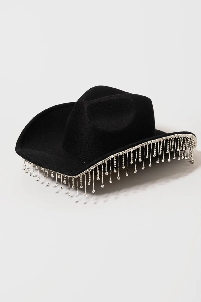 Kyra Rhinestones Fringe Cowboy Hat