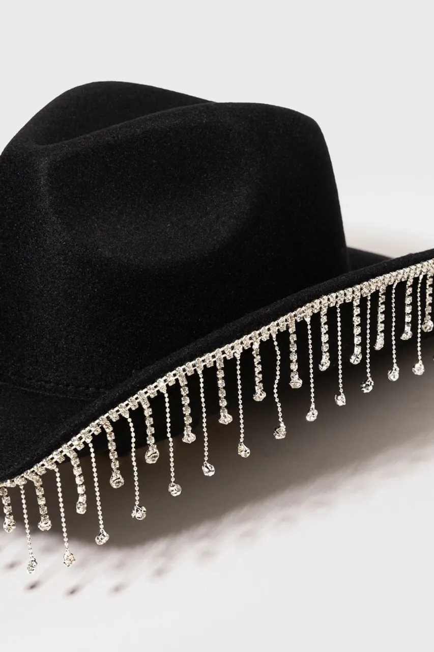 Kyra Rhinestones Fringe Cowboy Hat