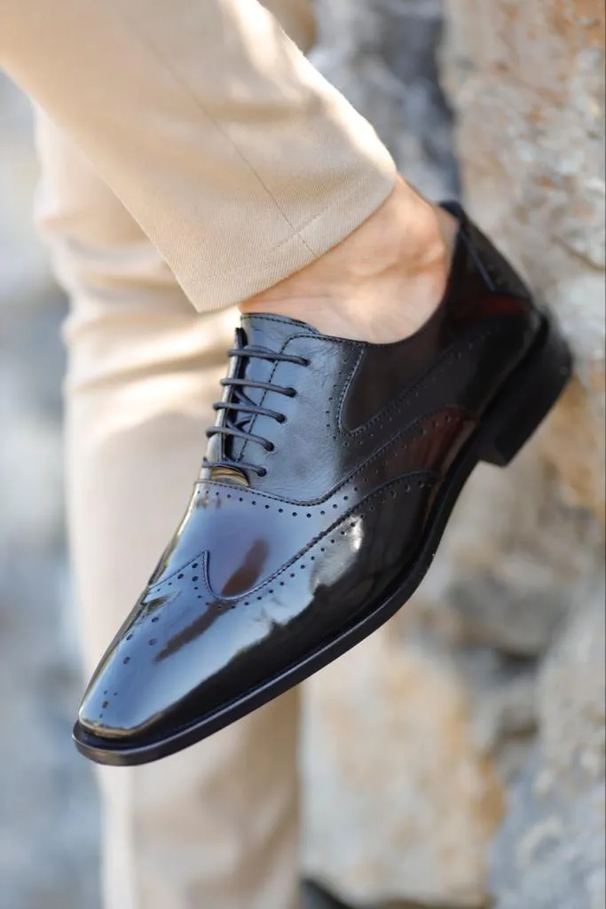 Lawson Black Wing Tip Oxfords