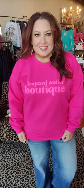 Leopard Antler Boutique Pink Sweatshirt