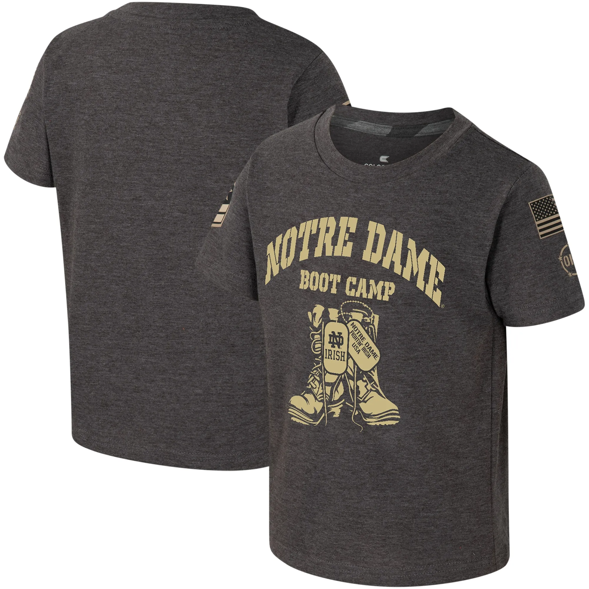 Lids Toddler Colosseum Charcoal Notre Dame Fighting Irish OHT Military Appreciation Boot Camp T-Shirt