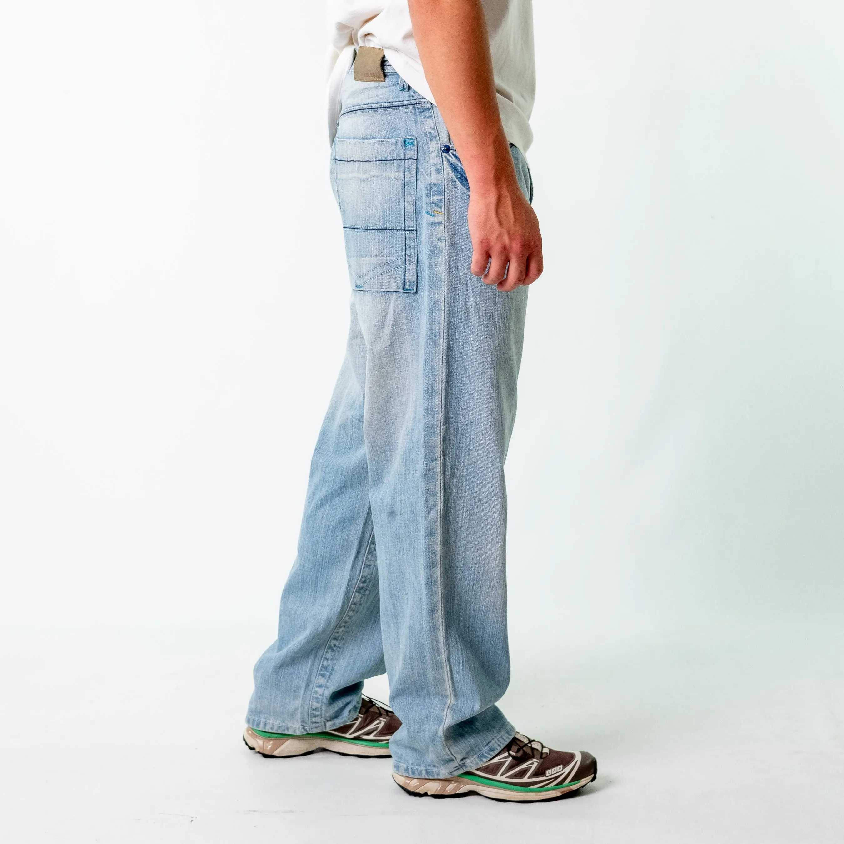 Light Blue 90s  Royal Blue Denim Carpenter Jeans Baggy Pants (34x32)