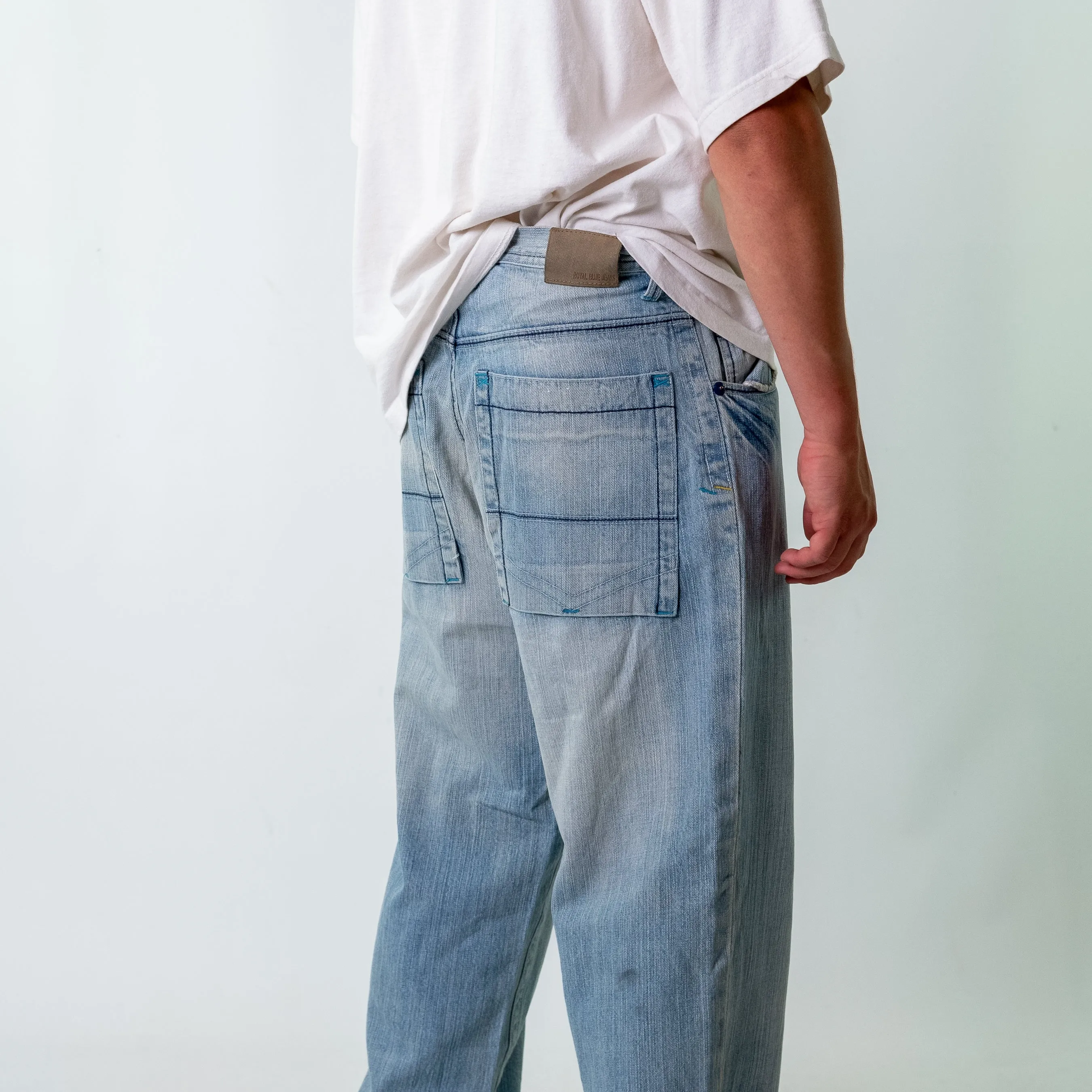 Light Blue 90s  Royal Blue Denim Carpenter Jeans Baggy Pants (34x32)