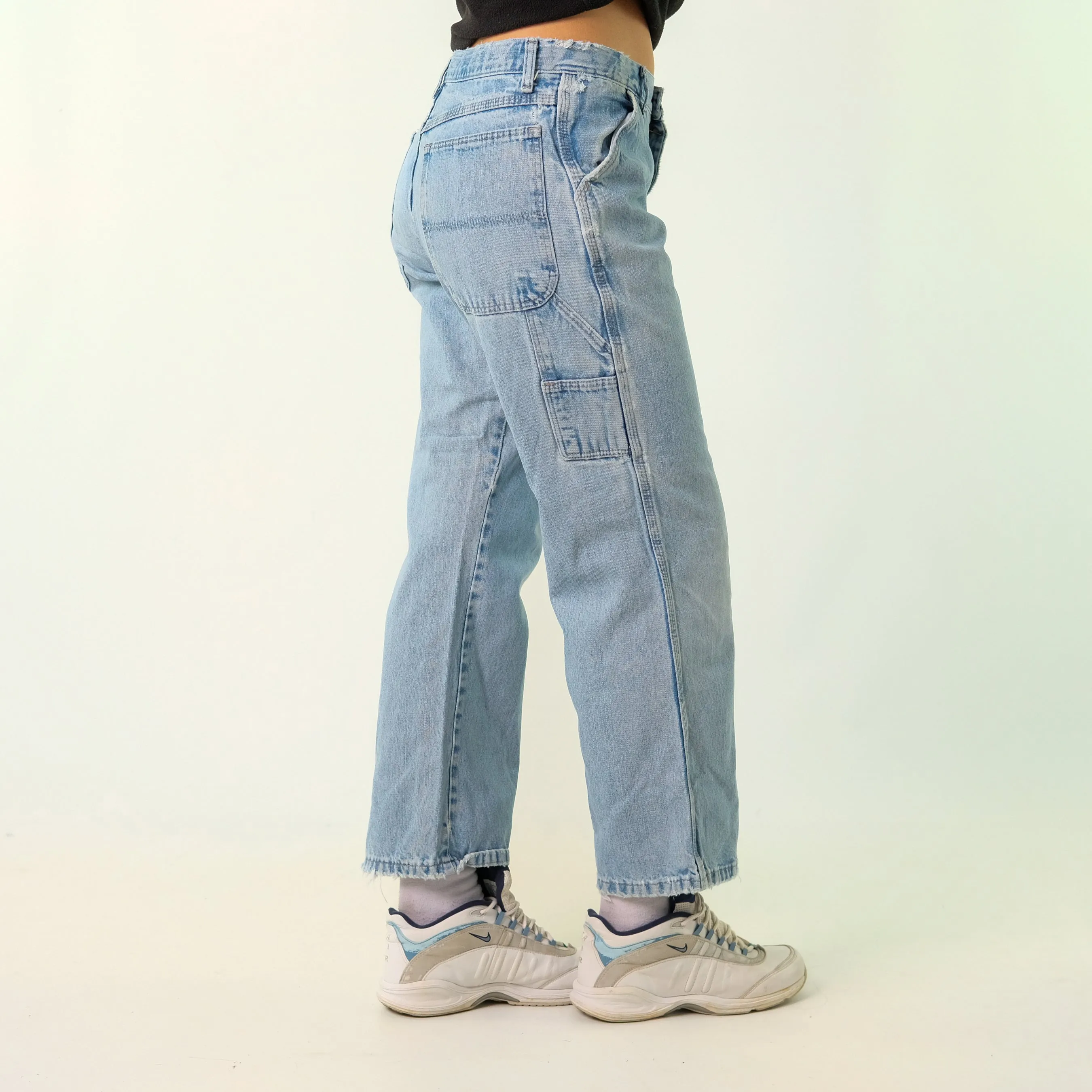 Light Blue y2ks Wrangler Denim Carpenter Baggy Jeans Pants (30x28)