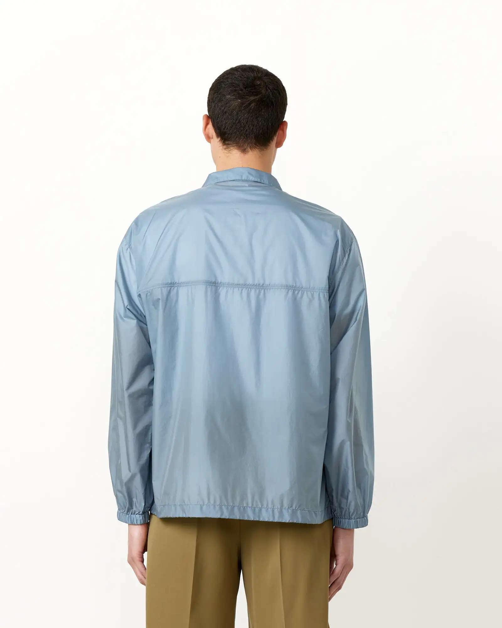 Light Nylon Half Zip Pullover in Blue Grey