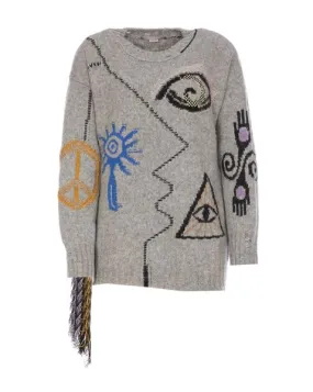 Luxurious Stella McCartney Art Embroidered Wool Sweater for Women