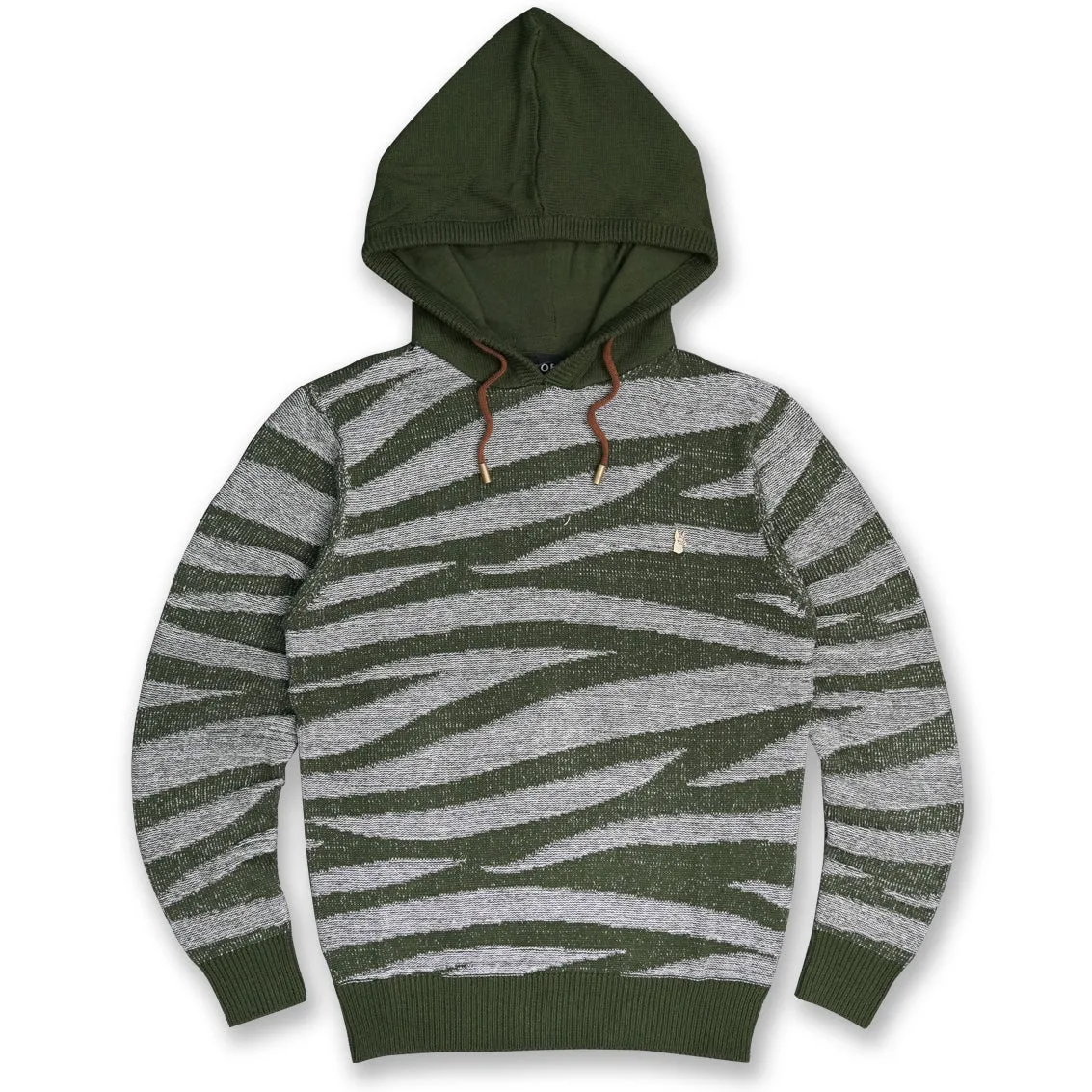 M5050 Tiger Knit Hoody Sweater - Olive